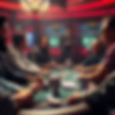 Players at an online poker table experiencing set over set and quads during a game