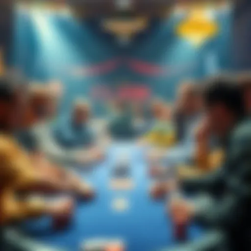 A group of players engaged in an online poker tournament at CLUBWPTGOLD, showcasing a lively atmosphere and fair play.