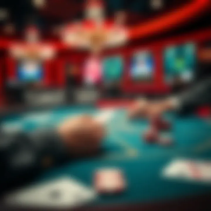 A close-up view of a live dealer at a blackjack table, with cards and chips visible, showcasing the online gaming experience at Bovada.