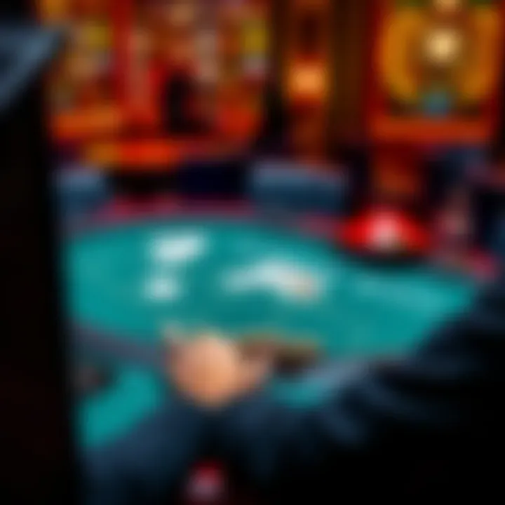 A person playing blackjack at an online table on a computer screen with cards and chips visible.