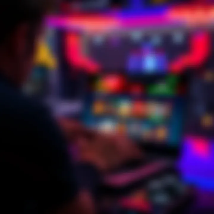 Online Casino Analysis A person analyzing an online casino website on a laptop with bonus offers displayed