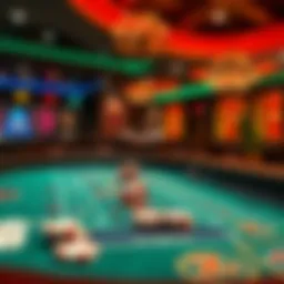 A Baccarat table in an online casino setting, showcasing cards and chips ready for play.