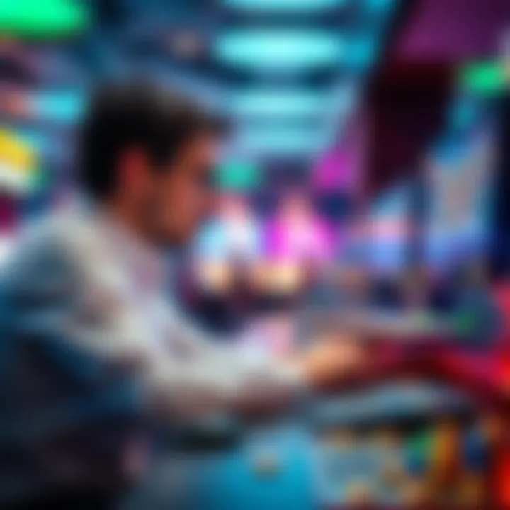 A person frustrated while using a computer at an online casino, showing signs of losing money due to temptation from free coins.