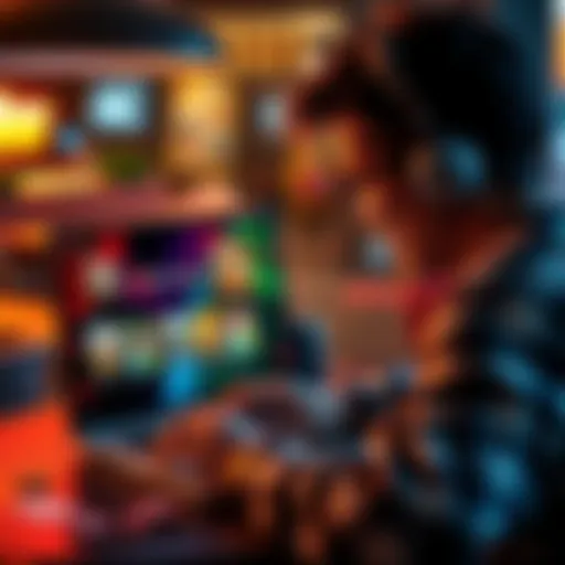 A person exploring various online casino options on a laptop, showcasing games and bonuses.
