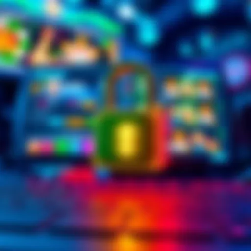 A digital lock symbolizing new security measures for online casinos in 2026, with a computer screen displaying gaming graphics in the background.