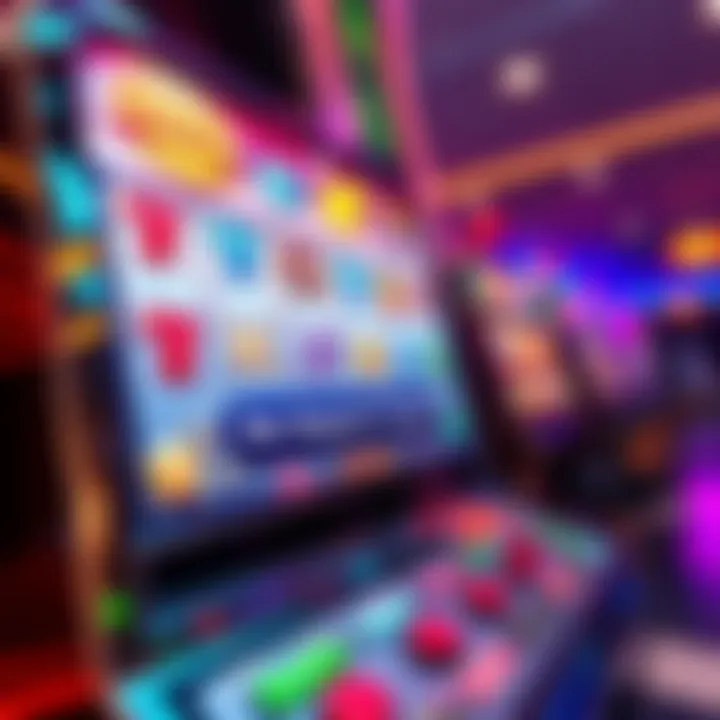 Online casino slot machine A vibrant online casino slot machine displaying various symbols and a no deposit bonus notification.