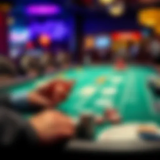 Online Live Blackjack Strategies A player focused on a live blackjack game with cards and chips on the table, showing a strategic approach to gameplay.