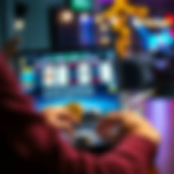 Online Poker with Cryptocurrency A person playing poker online using Bitcoin and Ethereum on a laptop, with poker chips and currency symbols in view.