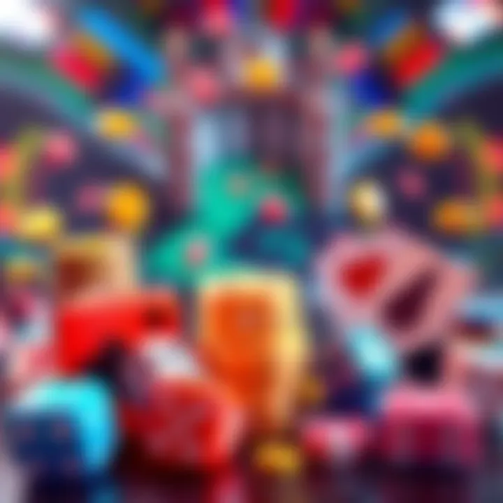 A vibrant graphic showing daily sports bonuses and spins offered by online casinos in Ontario, featuring a playful depiction of gaming symbols like dice and playing cards.