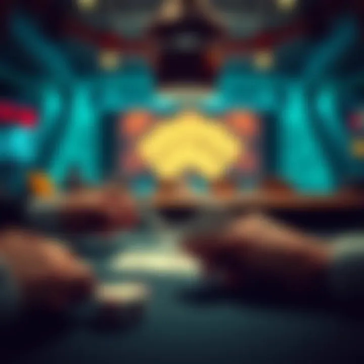 A player analyzing cards on a poker table, focused on the strategy of open jamming with Ace-King during a tournament.