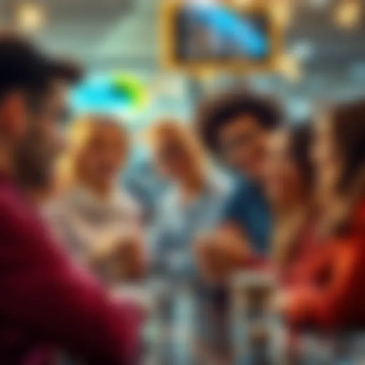 A group of diverse people discussing various opportunities and trends over coffee