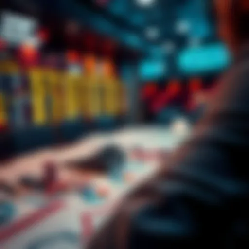 A person analyzing betting options with a $30 wager on a table filled with game charts and strategies.