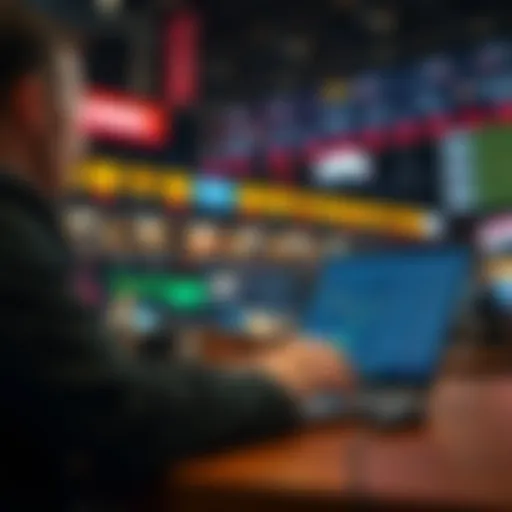 A person reviewing betting odds on a laptop, exploring potential profits from mispriced betting props.