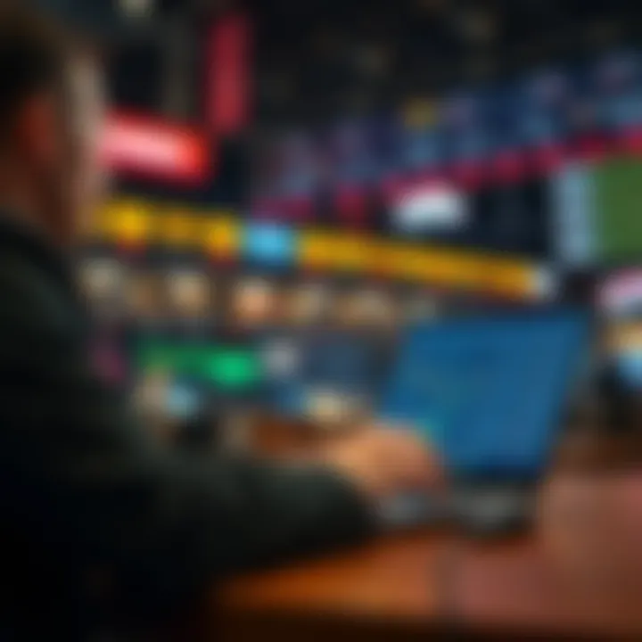 A person reviewing betting odds on a laptop, exploring potential profits from mispriced betting props.