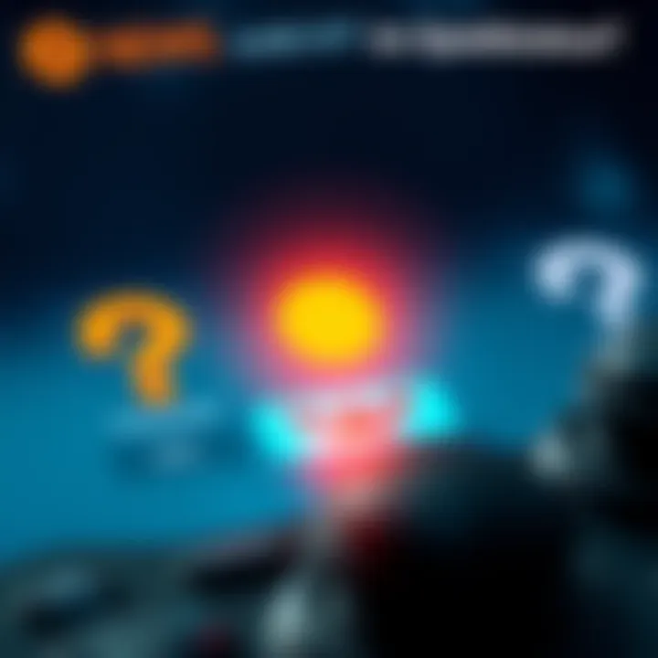 The orange dot highlighted on a game interface showing its position among other symbols