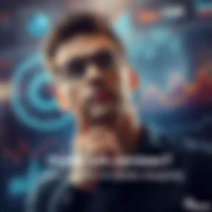 A person pondering whether they won or lost in a situation, looking thoughtful with charts and graphs in the background, symbolizing analysis and future possibilities.