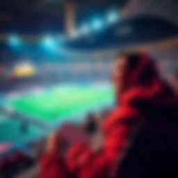 A person placing a bet on an underdog team at a sports event, showing excitement and hope.