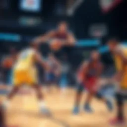 Players from Indiana Pacers and Oklahoma City Thunder on the basketball court during a game