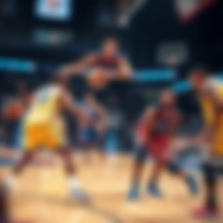 Players from Indiana Pacers and Oklahoma City Thunder on the basketball court during a game