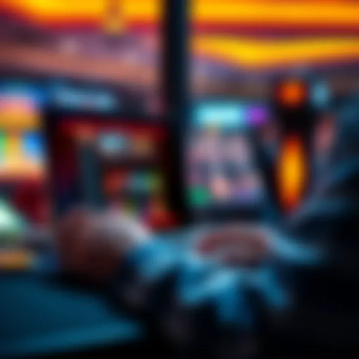 A person checks online gambling sites on a laptop, highlighting security features and risks.