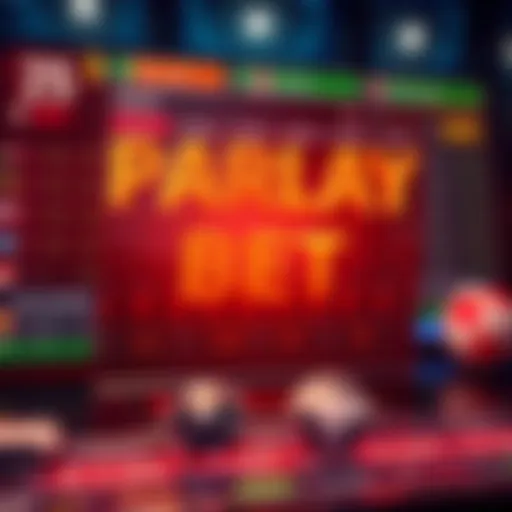 A visual representation of parlay bets showing various betting options and odds on a digital interface, illustrating the impact of design on betting behavior.