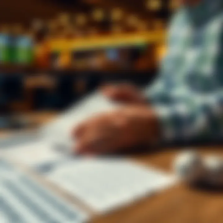 A person analyzing a parlay betting slip and a lottery ticket on a table with strategy notes.