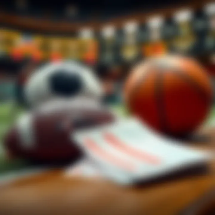 A football and basketball with betting slips on a table, representing parlay bets for the evening.
