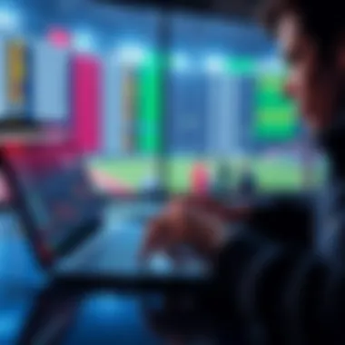 Parlay Betting Strategies A person analyzing betting odds and making decisions on a laptop for parlay wagering.