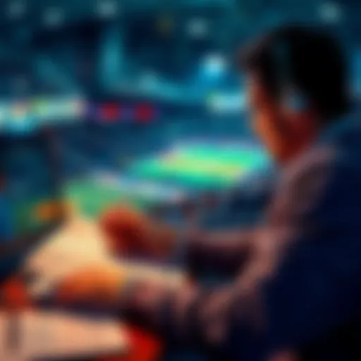 A person analyzing sports stats and notes for placing a parlay bet