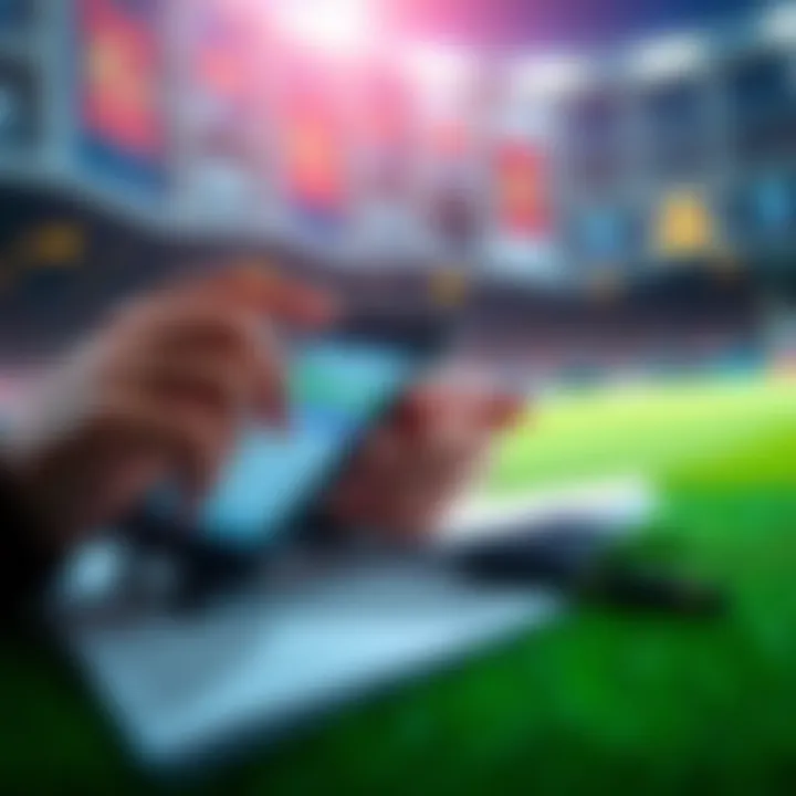 A person examining betting odds on a smartphone with notes and a pen beside them