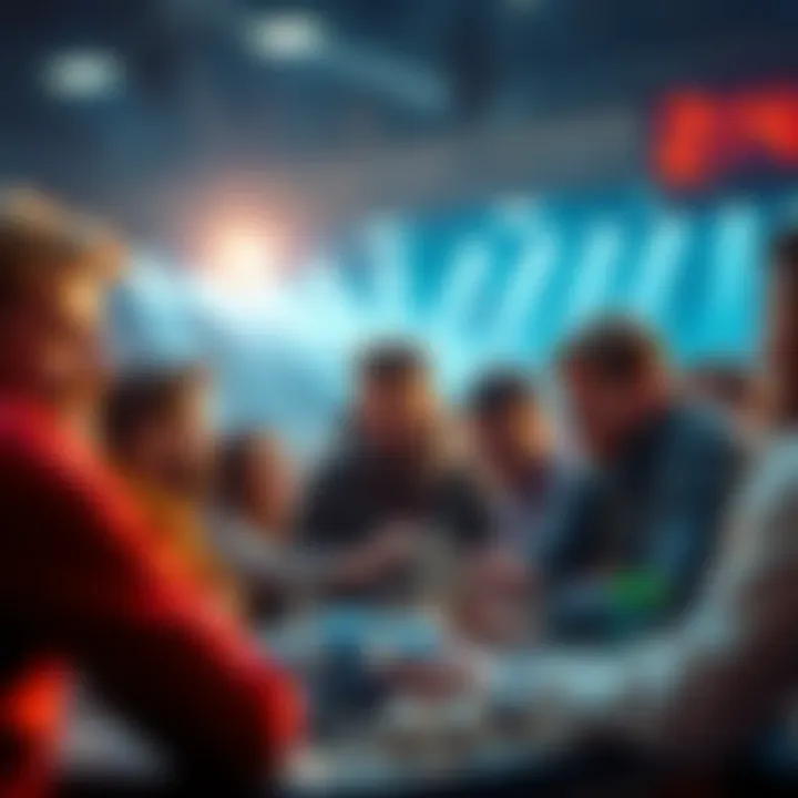 Players engaged in Parlay Challenge A group of people discussing strategies for the Parlay Challenge, showing excitement and anticipation for their next game.