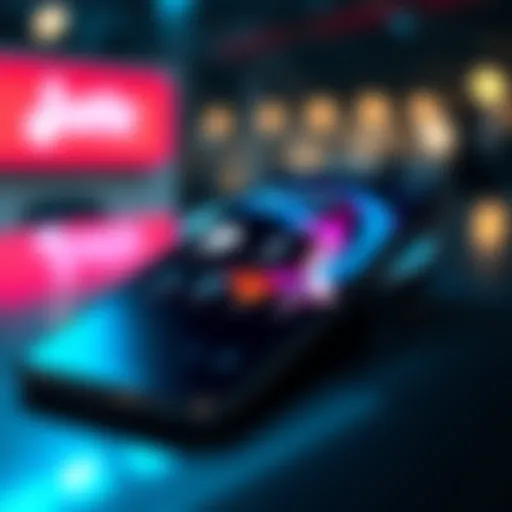 A smartphone displaying the Parleylens app interface with vibrant graphics and icons representing money and connections