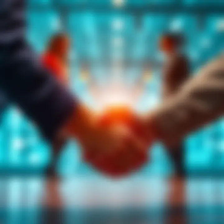 Two people shaking hands symbolizing partnership and cooperation in a professional setting