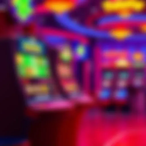A colorful display of Pateplay slot machines with bright lights and symbols, showcasing potential jackpots and excitement of gaming.