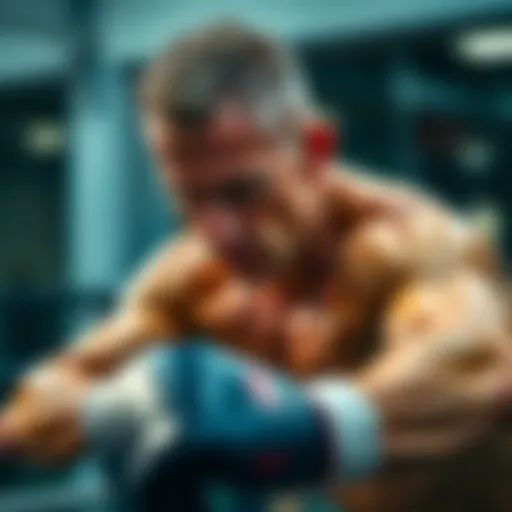 Paul Craig practicing in a gym, showcasing his determination before an important fight, looking focused and ready