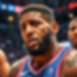 Paul George shows a frustrated expression on the court after making a mistake in a recent basketball game