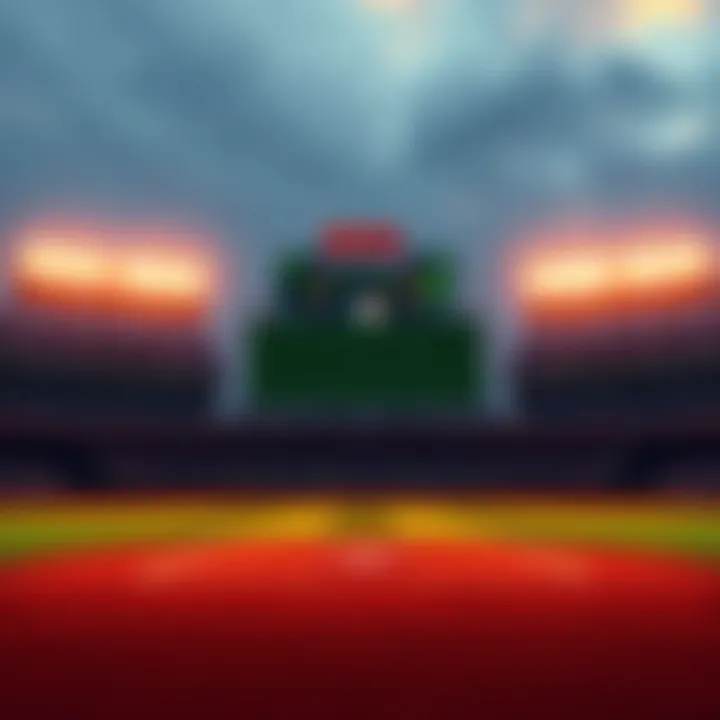 A baseball field with a scoreboard showing no games, symbolizing the halt of the MLB betting system.