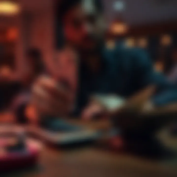 Person considering payment options with cash and calculator on a table