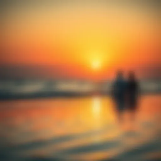 Peaceful retirement scene A serene beach with a couple enjoying the sunset, symbolizing relaxation and retirement