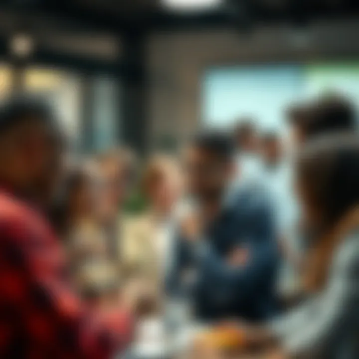 A group of diverse people engaged in a conversation, asking each other questions in a lively discussion.
