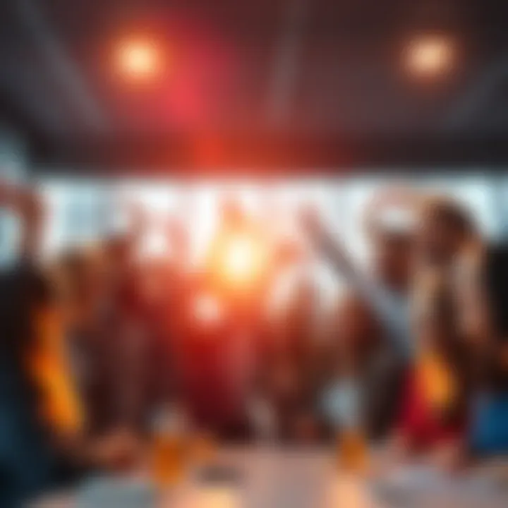 A diverse group of people joyfully discussing and sharing ideas about future changes and opportunities in society