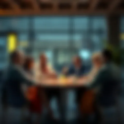 A group of people sharing their experiences about bonus offers at a round table