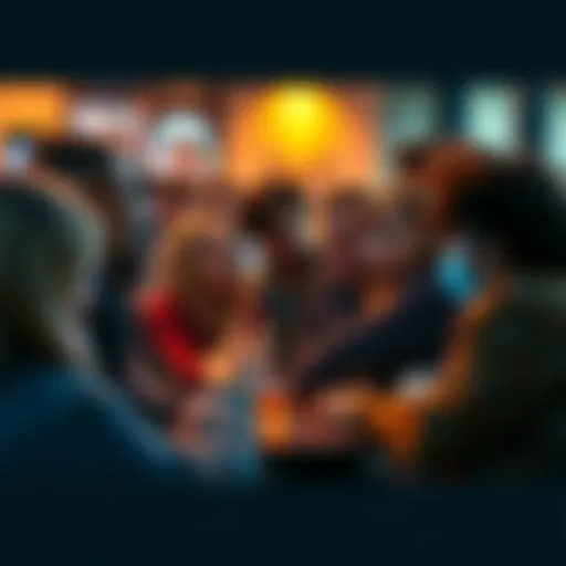 A group of diverse individuals engaging in a lively discussion about recent news topics.