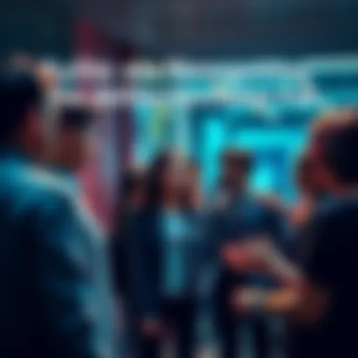 People discussing current issues A group of people in conversation, addressing social challenges and updates in their community.