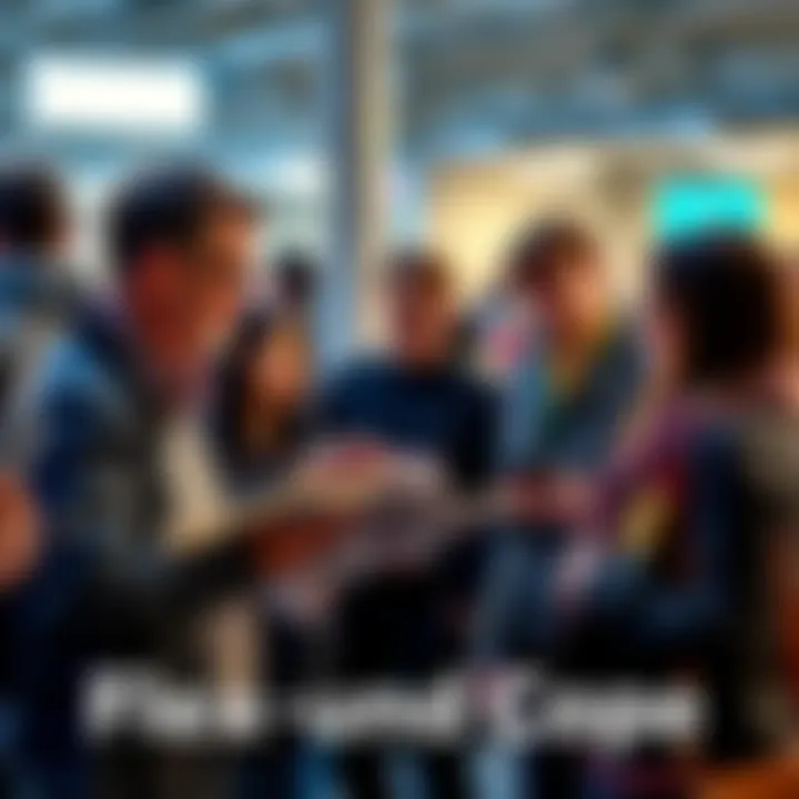 A group of people engaging in conversation about the news of the day, with a newspaper and digital devices in hand.