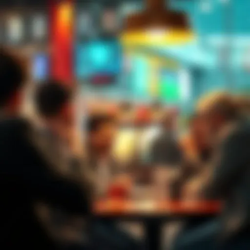 A group of people in a cafe sharing their opinions about gambling tax removal