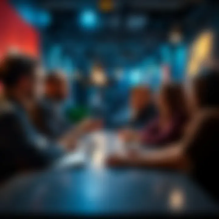 A group of people sharing thoughts and opinions in a friendly discussion