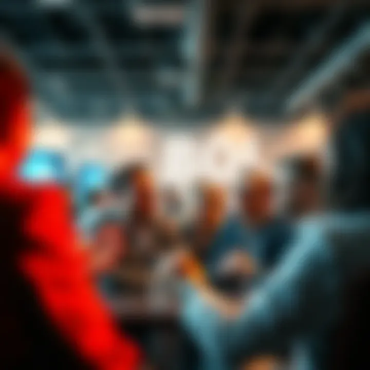 A group of people expressing their opinions in a lively discussion about international BOL.