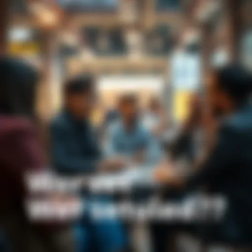 A group of people talking about current sales and business deals in a casual setting