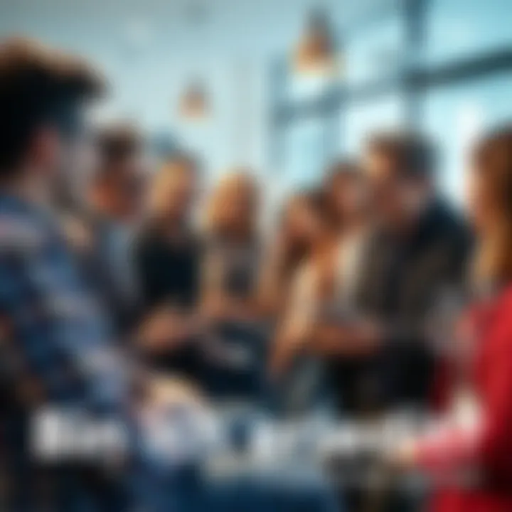 A group of people talking together in a supportive environment, sharing advice and experiences about facing difficulties